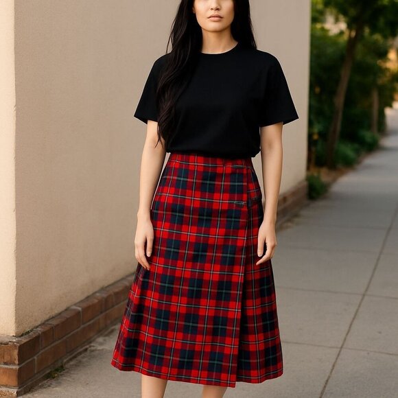 Vintage Pendleton Authentic Boyd Tartan Wool Pleated Kilt Wrap Skirt M8 Flawless - Picture 1 of 6